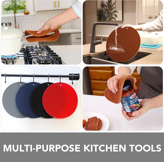 4 Pack Silicone Trivet for Hot Dishes | Heat Resistant Silicone Pot Holders for - Image 4