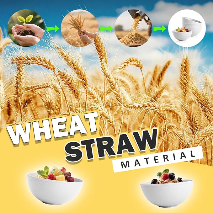 Wheat Straw Cereal Bowls 40 OZ, Unbreakable Bowls Set of 6, Microwave & - Image 6