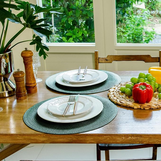 FunWheat Round Braided Placemats Set of 4 Table Mats - Image 4