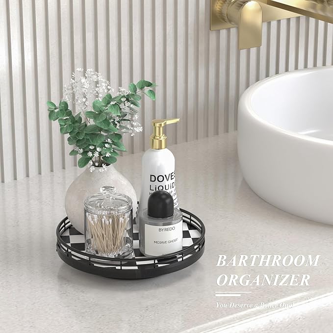 AMH 9-Inch Black and White Checkerboard Lazy Susan - Image 5