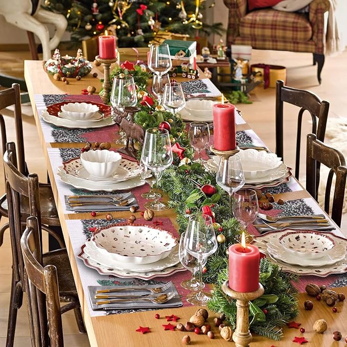 Aofmee Christmas Placemats Set of 6, Washable Christmas Place Mats - Image 2