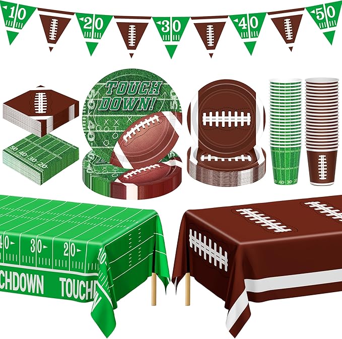 QZYL Football Party Decorations Serve 24, Disposable Football Dinner Plates by QZYL