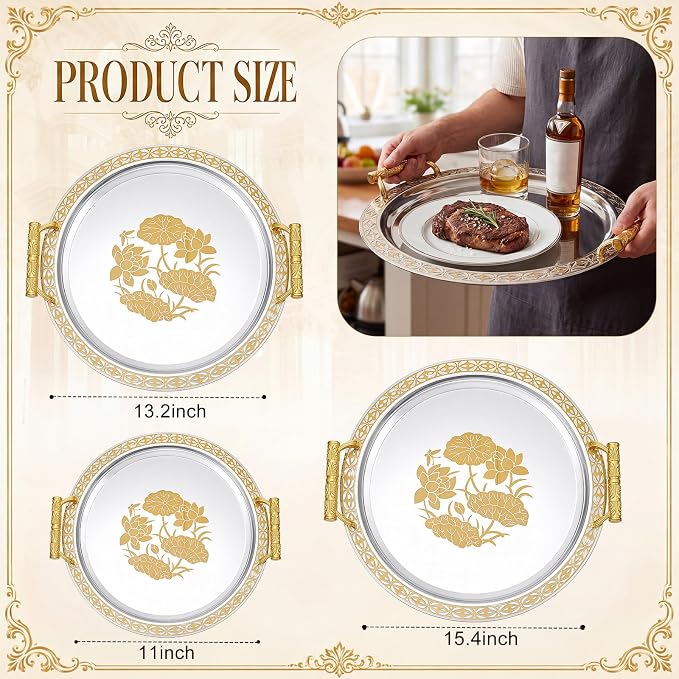 3 Pack Metal Serving Trays - Image 3