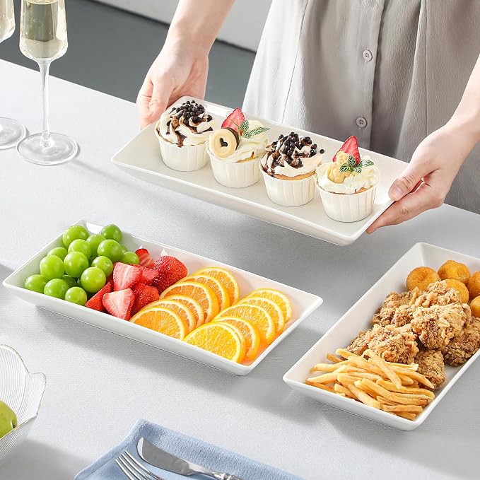 MALACASA 3 Tier Serving Trays for Party, Porcelain Serving Platters and Trays - Image 6