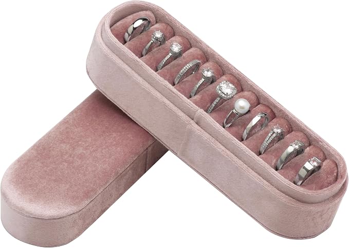 Velvet Small Multiple Ring Box Portable Organizer Display Storage | Travel Case by COWFEX