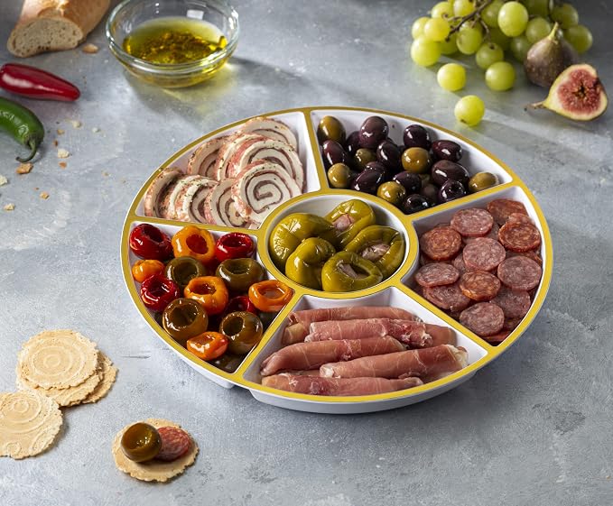Plasticpro 6 Sectional Round Plastic Serving Tray/Platter - Image 3