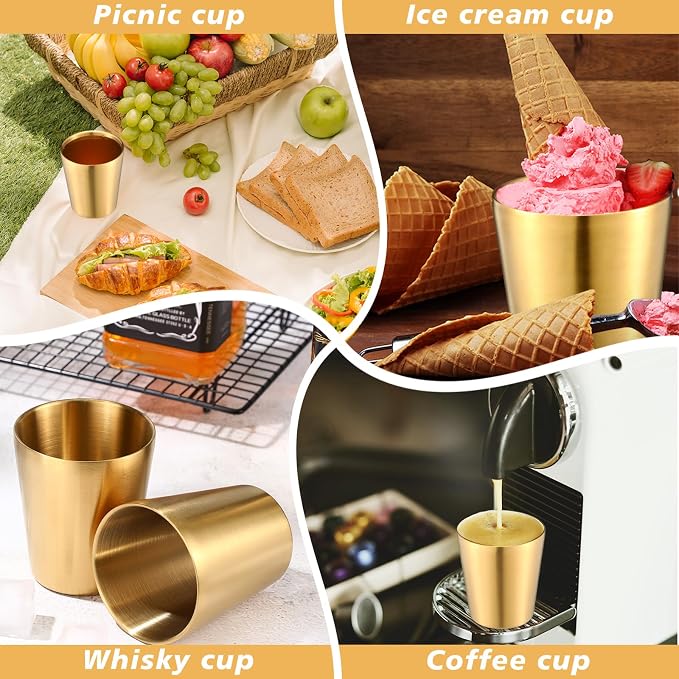 Amyhill 12 Pieces Stainless Steel Cups Double Wall Tumbler Glasses Stackable - Image 3