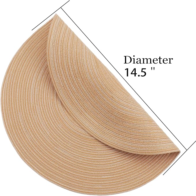 MIAOMIAO Round Placemats Set of 4 Woven Braided Place Mats | 14.5 Inch Cotton - Image 2