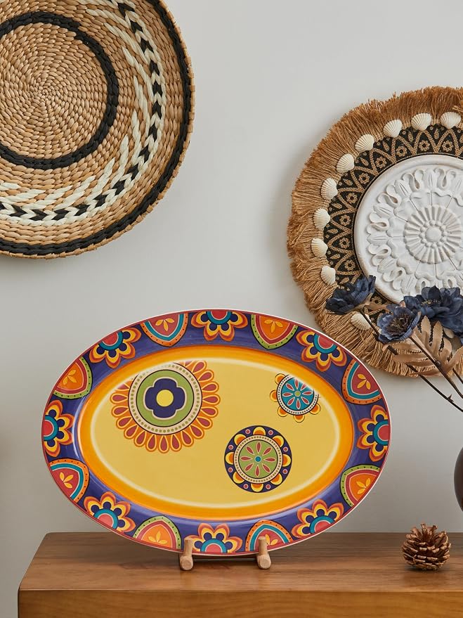 Bico Tunisian Ceramic 16 inch Oval Platter, Microwave & Dishwasher Safe - Image 5