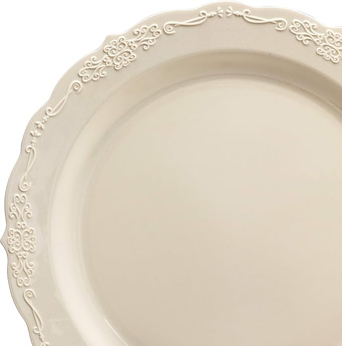 " OCCASIONS " 200 Pieces set-Vintage Wedding Party Disposable Plastic Plates & - Image 3