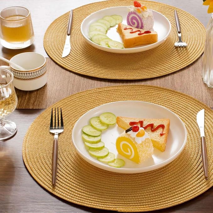 FunWheat Round Braided Placemats Set of 4 Table Mats - Image 8