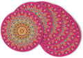 Artoid Mode Pink Yellow Mandala Round Placemats Set of 6, 14 Inch Seasonal by ArtoidMode
