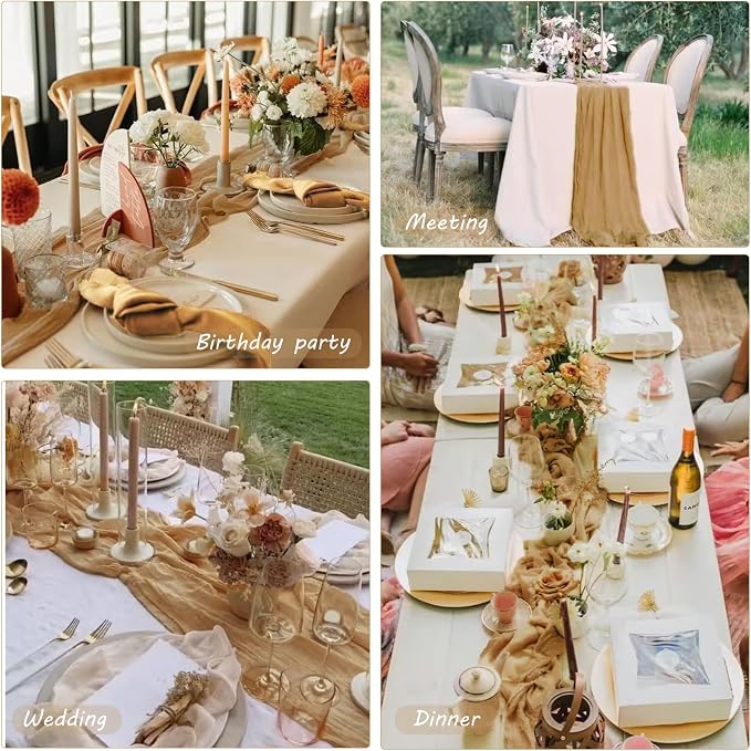 12 Pack 13Ft Cheesecloth Table Runner 35x157 Inch Boho Gauze Table Runner - Image 6