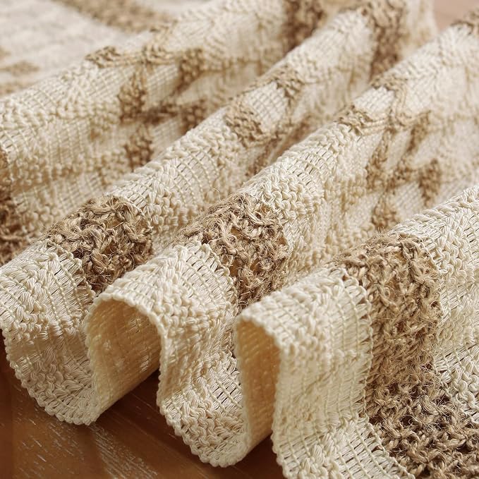 Boho Table Runner with Tassels 12 x 144 Inches Long, Cream & Brown Rustic - Image 5