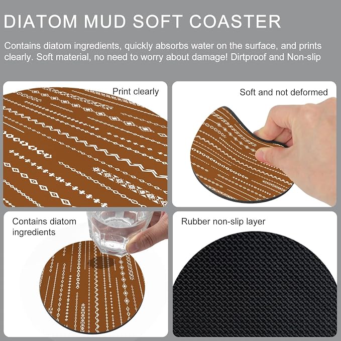 Vintage Brown Coasters Set of 2, Absorbent Coasters - Image 9