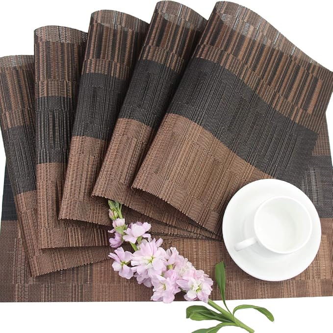 PIGCHCY Placemats, Washable Vinyl Woven Table Mats, Elegant Durable Placemats - Image 5