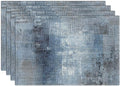Emvency Farmhouse Placemats Set of 4, 12x18 Inch, Denim Blue | Modern Abstract by Emvency