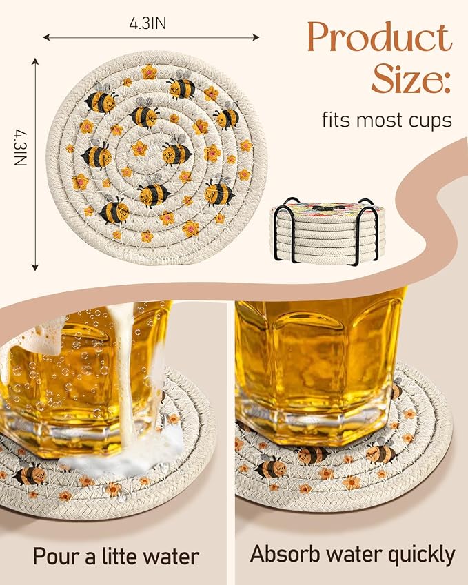 Absorbent Cup Coasters Set of 6 - Image 4