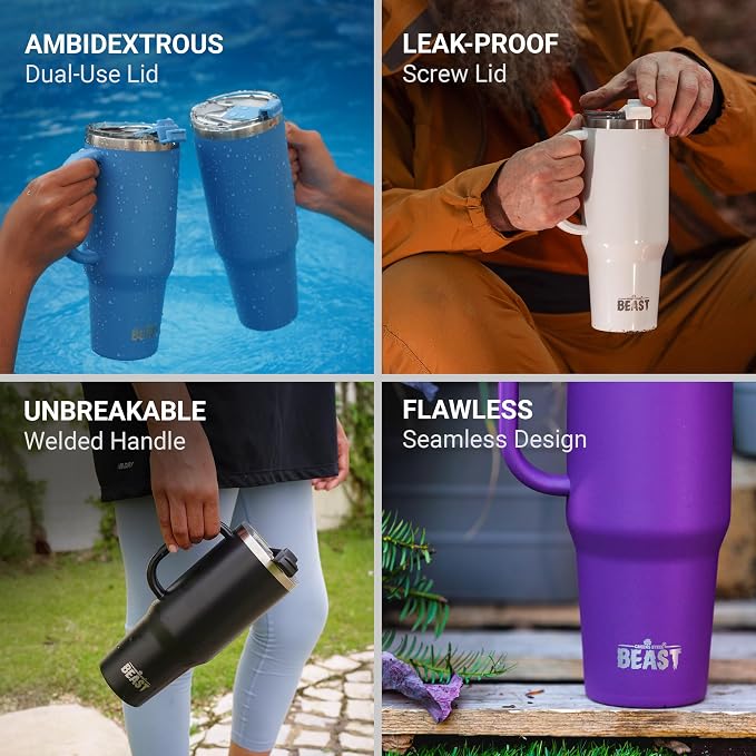 Beast 42 oz Tumbler with Handle Stainless Steel Vacuum Insulated Coffee Ice Cup - Image 4