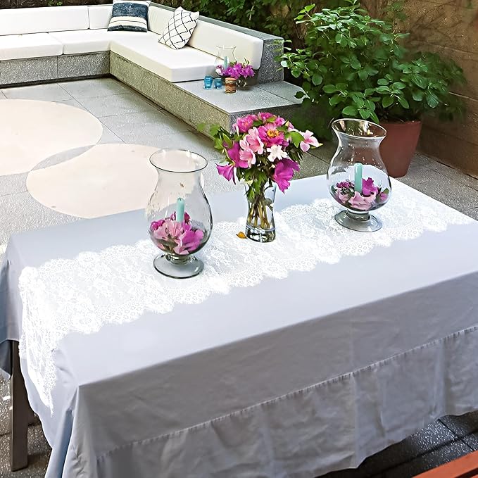 4 Pcs White Lace Table Runners 14 x 120 Inch Vintage Table Runner - Image 4