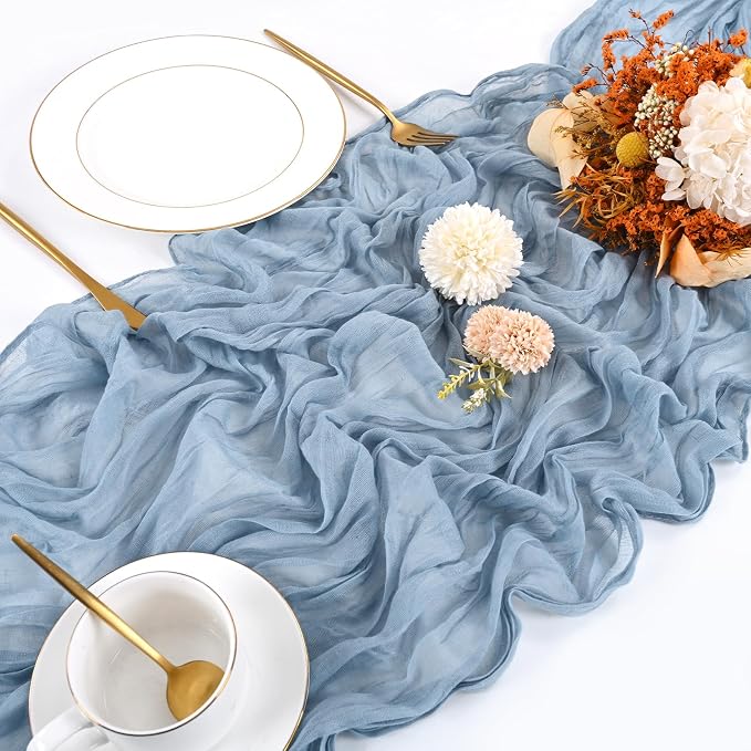 10 Pack Dusty Blue Cheesecloth Table Runner 17x108 Inch Boho Gauze Cheese Cloth - Image 4