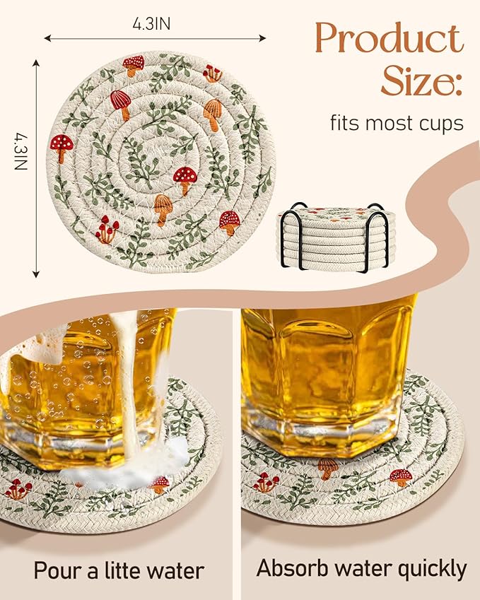 Absorbent Cup Coasters Set of 6 - Image 4
