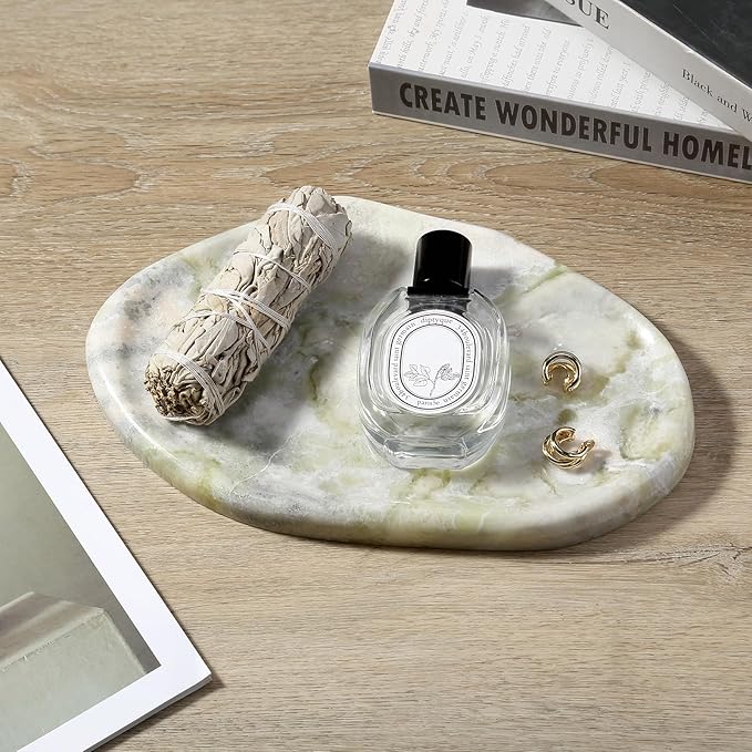 Luxury Natural Green Marble Vanity Tray, Cloud Shape Serving Stone Key Tray - Image 6