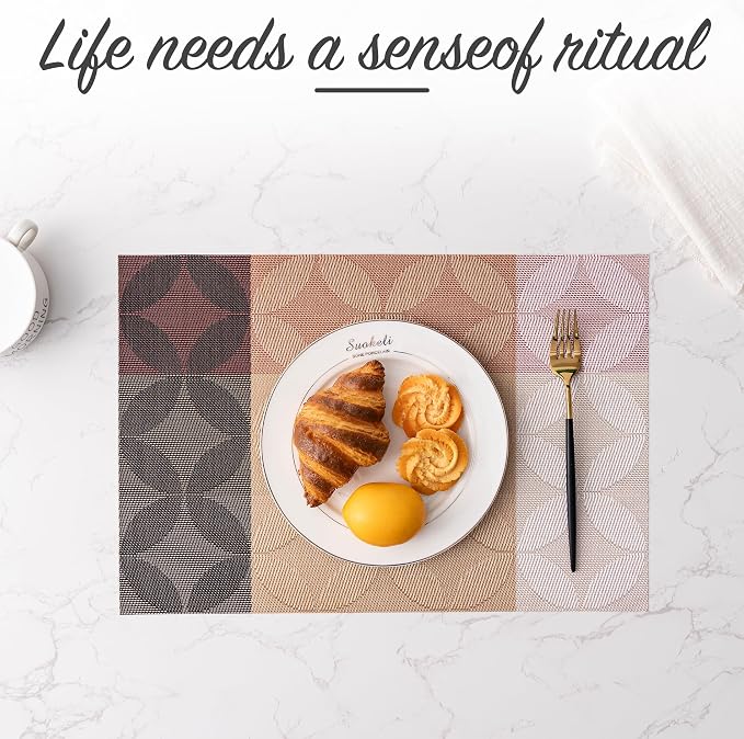 Placemats Set of 4 Washable Indoor | Outdoor Vinyl Place Mats - Image 6