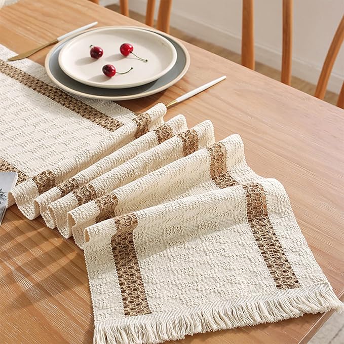 Boho Table Runner for Home Decor 144 Inches Long Farmhouse Macrame Table Runner - Image 3