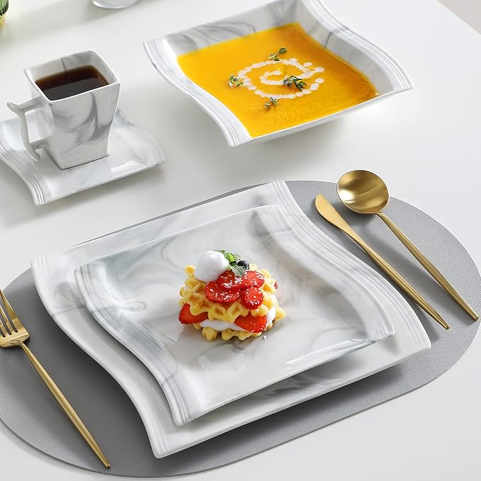 MALACASA Plates and Bowls Sets, 30 Piece Porcelain Dinnerware Sets - Image 5