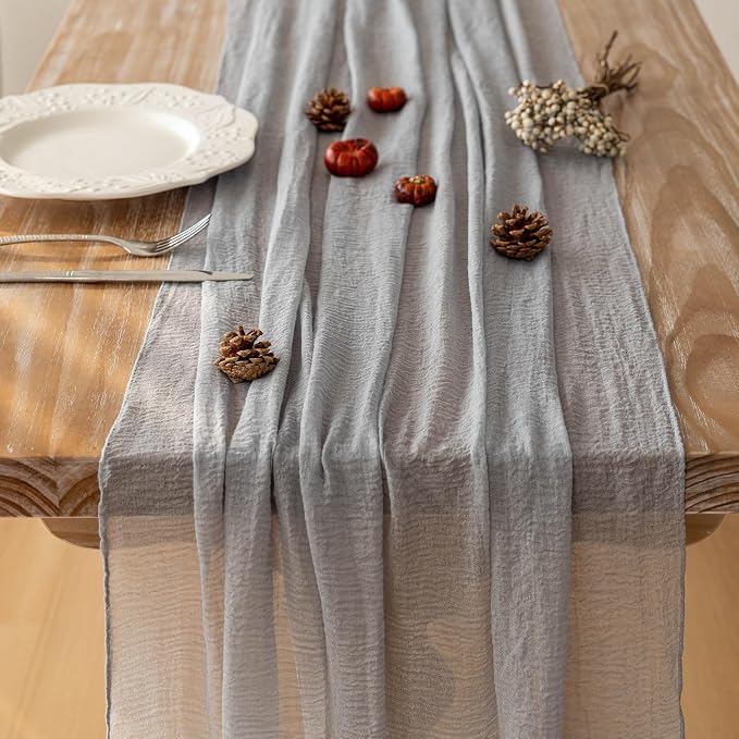 10Pcs Dusty Blue Cheesecloth Table Runner 120 Inches - Image 3