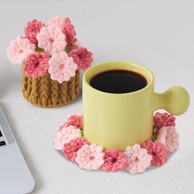 Crochet Flower Coasters, Handmade Bouquet Coasters - Image 6