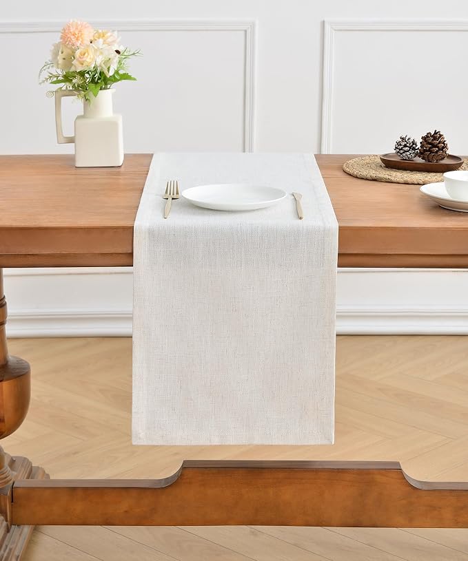 Wracra Linen Table Runner, Burlap Cream Table Runners 48 Inches Long | Rich - Image 5