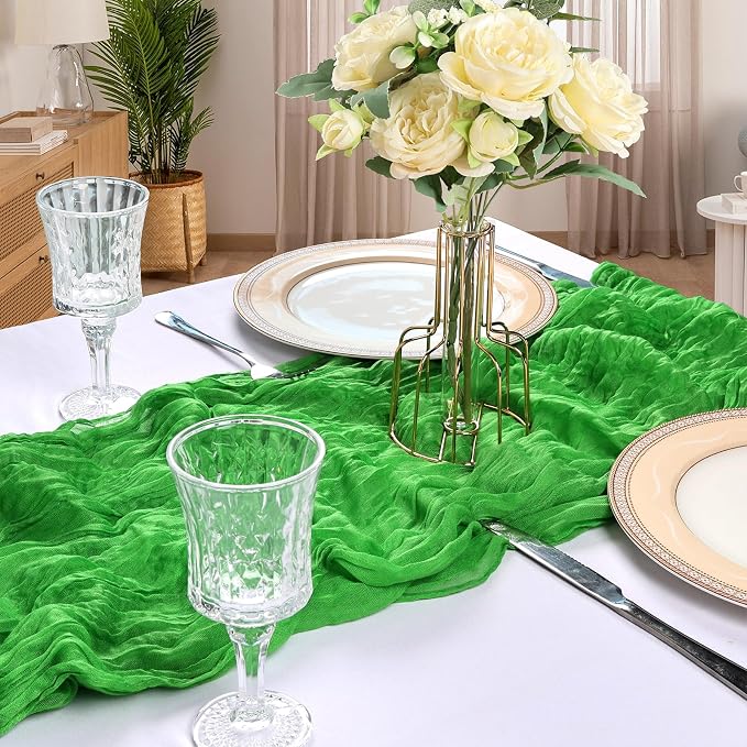 12 Pack 10Ft Green Cheesecloth Table Runner 23 x 120 Inch | Gauze Rustic Boho - Image 6