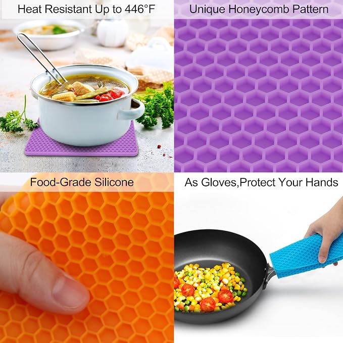 6 Pack Silicone Trivet Mat, Silicone Trivets - Image 5