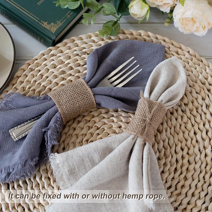 50pcs Disposable Napkin Rings Burlap Napkin Rings - Image 5