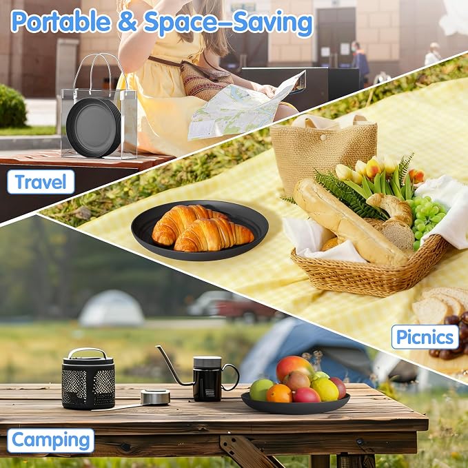 Quatish 10 PCS Unbreakable Reusable Plastic Plates, 8 inch Dishwasher & - Image 8