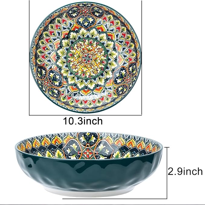 Large Serving Bowls, 75 Oz Fruit Salad Bowls, Bohemian Style Large Porcelain - Image 4