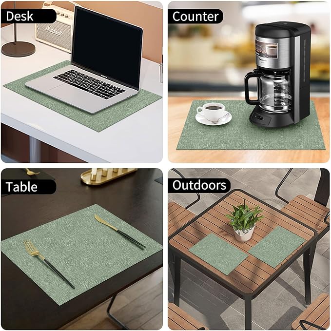 Faux Leather Heat Resistant Placemats 8 Packs, Waterproof Wipeable Dining PU - Image 9