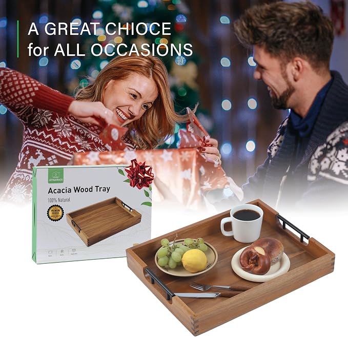 Joy&Grace Acacia Wood Ottoman Tray - Image 7