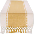 DII Dobby Stripe Table Runner, Honey Gold & Cream Background by DII