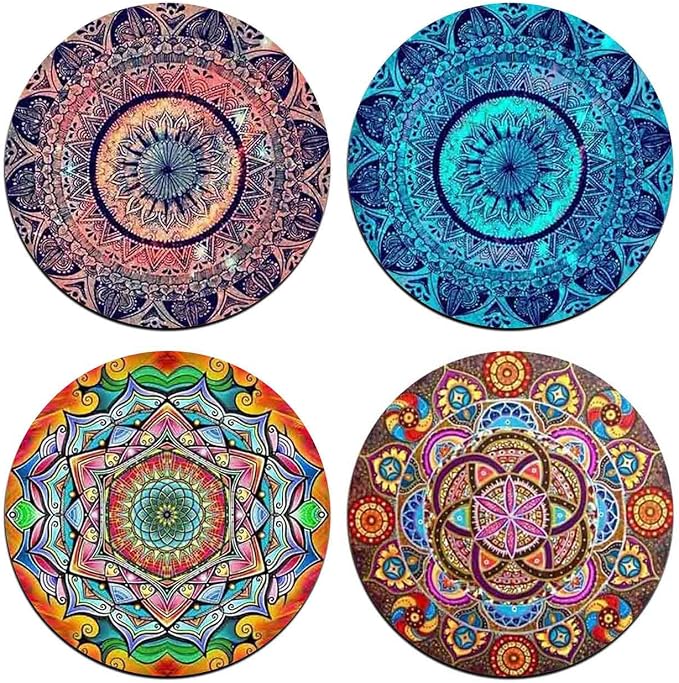 Mandala Pattern Round Coaster Set by QJ+CMJ