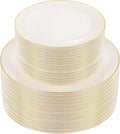 PULOTE 100PCS Ivory Plastic Plates by PULOTEpartywareWesupplyproductsandyouenjoylife