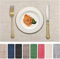 Vinyl Placemats Set of 8, PVC Woven Washable Non-Slip Table Mats, Heat by LANDVIEW