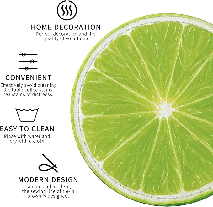 Fruit Coasters Leather Round Drink Coasters 6 Pcs Set - Image 4