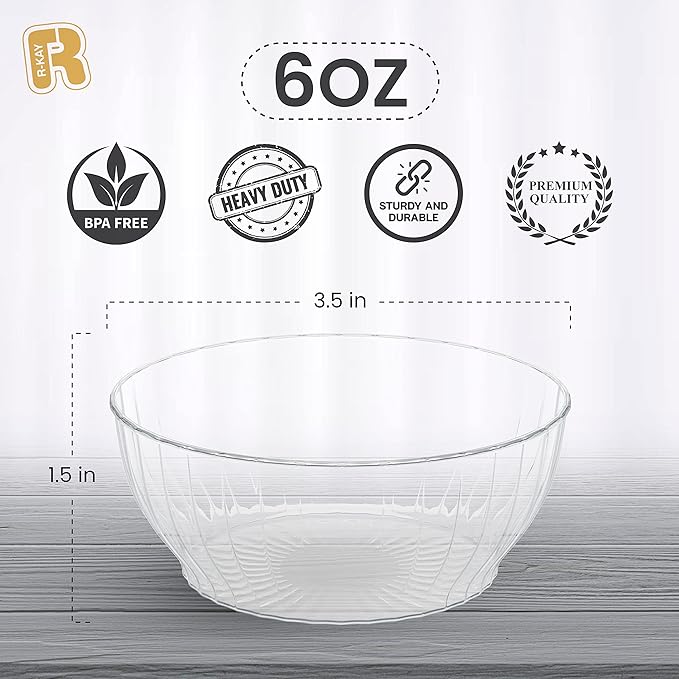 R-Kay 6 Oz Clear Plastic Small Bowls - Image 6