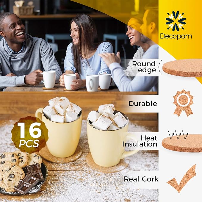 Cork Coasters for Drinks with Metal Holder - Image 8