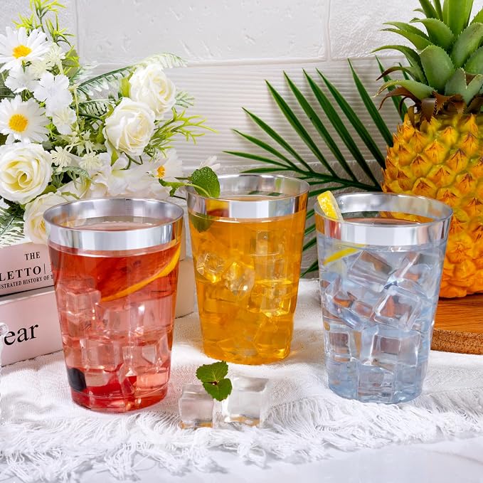 IOOOOO 200 Pack 12 oz Silver Plastic Cups, Plastic Party Wine Glasses Cocktail - Image 5