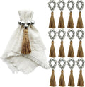 Napkin Rings Set of 12, Wooden Napkin Rings, Wood Bead Elastic Farmhouse Napkin by JiTiMi
