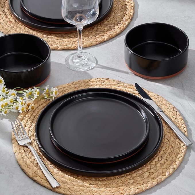 LIANYU 24 Piece Dinnerware Set for 8, Modern Style Stoneware Dinnerware Set | - Image 6